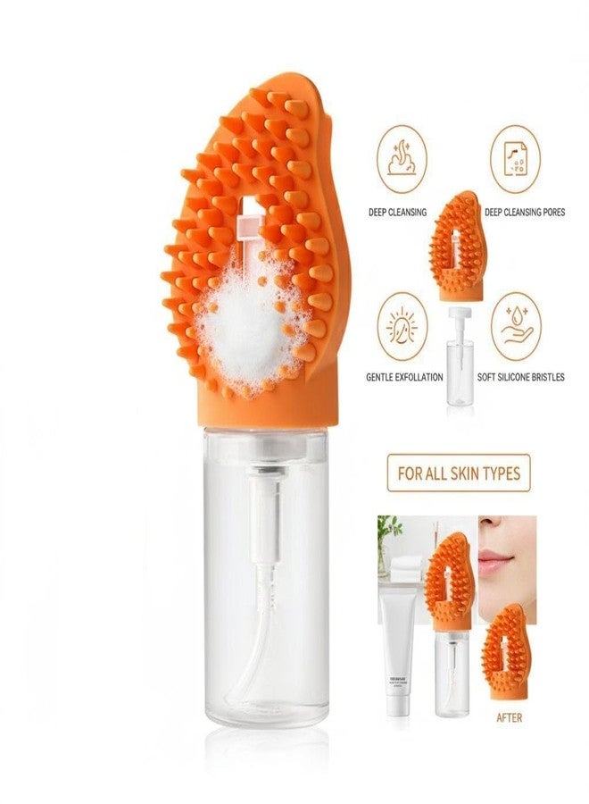 minitul Pet Bath Brush with Soap Dispenser | Soft Silicone Dog & Cat Grooming Brush | Shedding, Massage & Bath Brush with Comfortable Grip Handle | Easy to Clean Pet Shampoo Brush,pack of 1,(multi color) - Image 3
